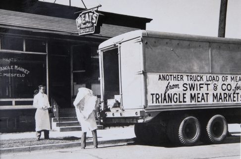 A truck outside of the old store